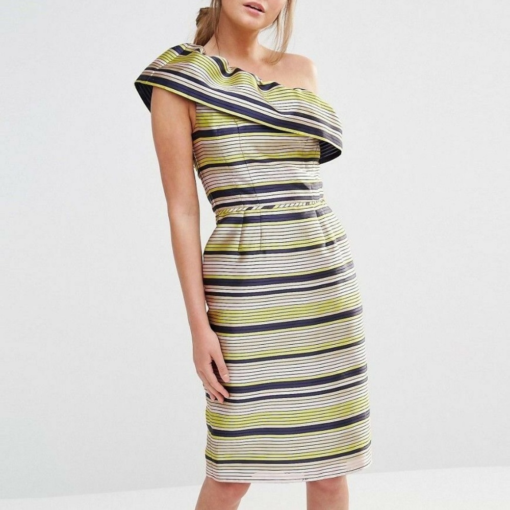 Sexy Oasis One Shoulder Dress with Stripes